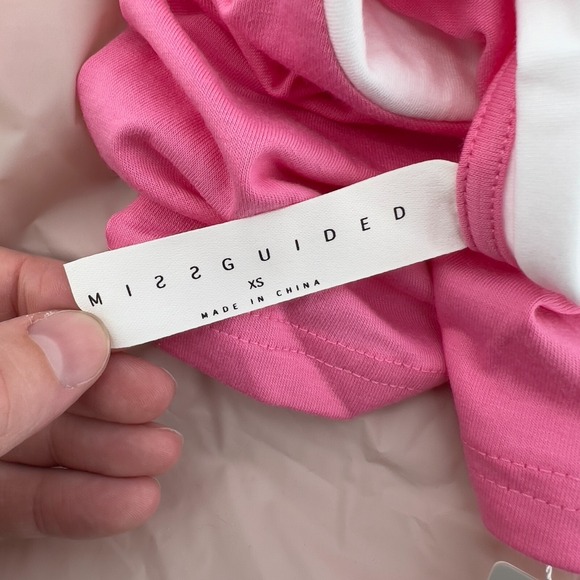 Missguided Women XS Embroidered Logo Oversize Short Sleeve T-Shirt‎ Pink NWT - Picture 5 of 7